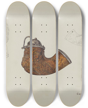 Triptych art skateboard deck of Carl Keksi Pipe Bowl_1 by Carl Keksi
