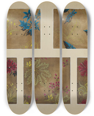 Triptych art skateboard deck of Suzanne Roy Printed Textiles by Suzanne Roy