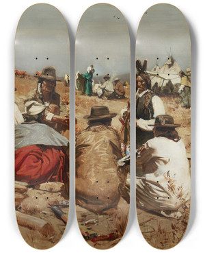 Triptych art skateboard deck of Gilbert Gaul Peace Conference by Gilbert Gaul (1855-1919)