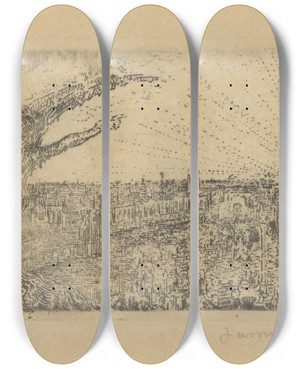 Triptych art skateboard deck of James Ensor De Bekoring Van Christus by James Ensor (1860-1949)