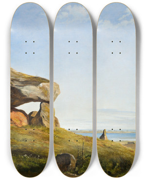 Triptych art skateboard deck of Johan Thomas Lundbye Dolmen At Raklev Rsns by Johan Thomas Lundbye (1818-1848)