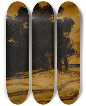 Triptych art skateboard deck of Max Bohm Untitled by Max Bohm (1868-1923)
