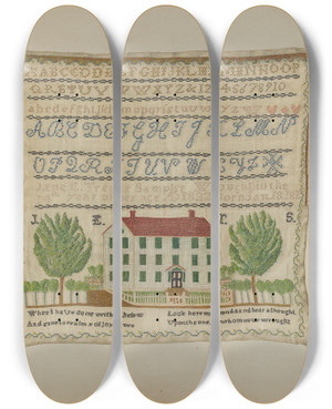 Triptych art skateboard deck of Bruce Gentry Sampler by Bruce Gentry
