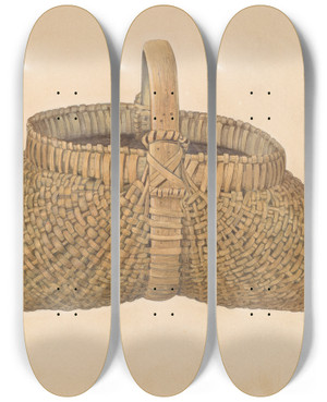 Triptych art skateboard deck of Bisby Finley Wicker Basket by Bisby Finley