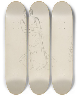 Triptych art skateboard deck of Edgar Degas Two Sketches by Edgar Degas (1834-1917)