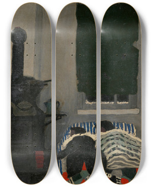 Triptych art skateboard deck of Horace Pippin Asleep by Horace Pippin (1888-1946)