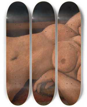 Triptych art skateboard deck of Mark Gertler Nude by Mark Gertler (1891-1939)