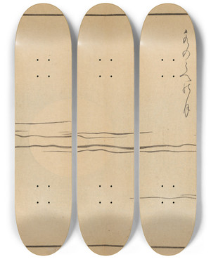Triptych art skateboard deck of Sakai Hoitsu Sakai Hoitsu Gajo Pl12 by Sakai Hoitsu (1761-1828)