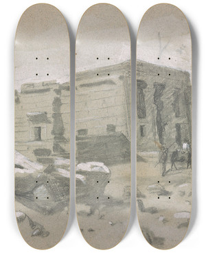 Triptych art skateboard deck of Hercules Brabazon Brabazon Dakke by Hercules Brabazon Brabazon (1821-1906)