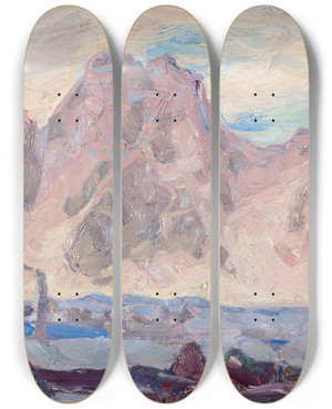 Triptych art skateboard deck of Anna Boberg Lofoten In Violet Study by Anna Boberg (1864-1935)