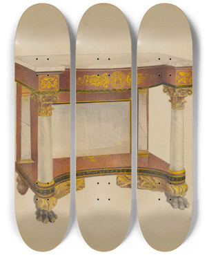 Triptych art skateboard deck of Susan Rothenberg Console Table by Susan Rothenberg (1945-2020)