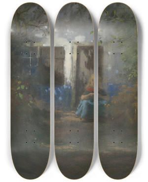 Triptych art skateboard deck of Jan Voerman Idylle by Jan Voerman (1857-1941)