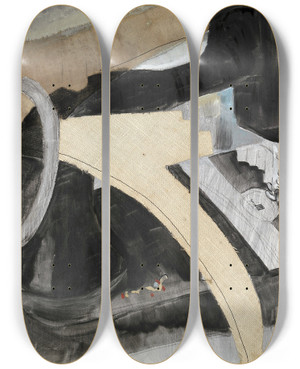 Triptych art skateboard deck of Arthur Dove Hand Sewing Machine by Arthur Dove (1880-1946)