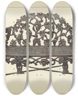 Triptych art skateboard deck of John B Moll Garden Bench by John B Moll