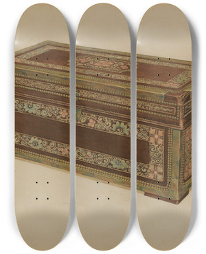 Triptych art skateboard deck of Samuel Philpot Pa German Chest by Samuel Philpot