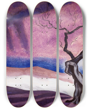 Triptych art skateboard deck of Oscar Bluemner Death by Oscar Bluemner (1867-1938)