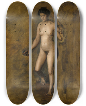 Triptych art skateboard deck of Thomas Eakins William Rushs Model by Thomas Eakins (1844-1916)