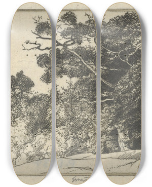 Triptych art skateboard deck of Ernest Haskell Browns Oak by Ernest Haskell (1876-1925)