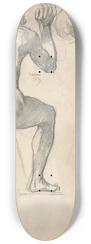 Henri Lehmann - Back View of a Male Nude 8.25 inch art skate deck