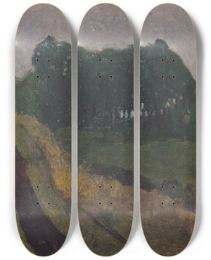 Triptych art skateboard deck of Paula Modersohnbecker Evening Landscape by Paula Modersohn-Becker (1876-1907)