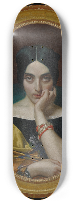Henri Lehmann - Portrait of Clmentine (Mrs. Alphonse) Karr 8.25 inch art skate deck