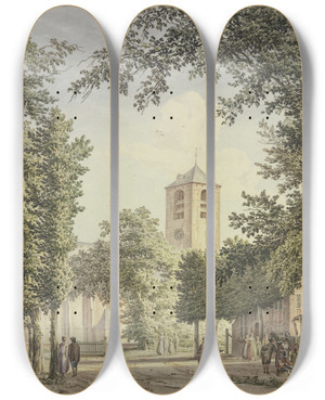 Triptych art skateboard deck of Paulus Van Liender Lis Bij Haarlem by Paulus Van Liender (1731-1797)