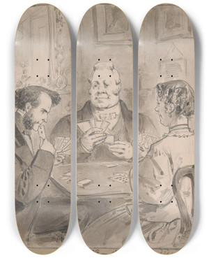 Triptych art skateboard deck of Adelaide Claxton Indecision by Adelaide Claxton (1841-1927)