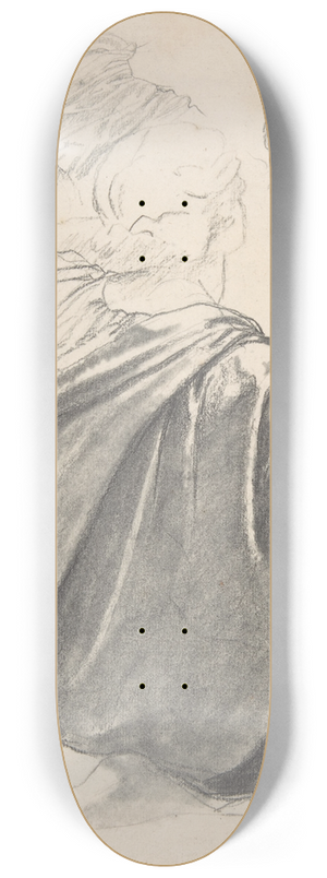 Henri Lehmann - Studies of a Draped Female Figure, Kneeling, Seen from the Back, for the East Transept of the Chruch of Sainte-Clothilde, Paris 8.25 inch art skate deck