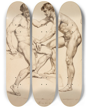 Triptych art skateboard deck of Carl Siegmund Walther Kolm Meesakti by Carl Siegmund Walther