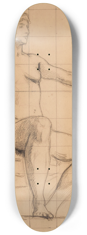 Henri Leopold Lvy - Etude de jeune femme nue assise pointant lindex gauche vers lavant 8.25 inch art skate deck