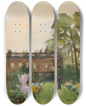 Triptych art skateboard deck of Sir William Eden Study_4 by Sir William Eden (1849-1915)