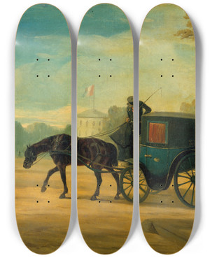 Triptych art skateboard deck of Charles De Luna Le Fiacre by Charles de Luna (1812-1866)