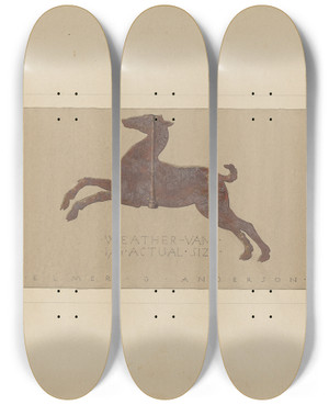 Triptych art skateboard deck of Elmer G Anderson Weather Vane_2 by Elmer G Anderson