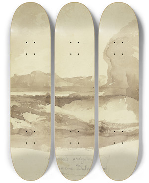 Triptych art skateboard deck of Eugne Delacroix Landscape by Eugene Delacroix (1798-1863)