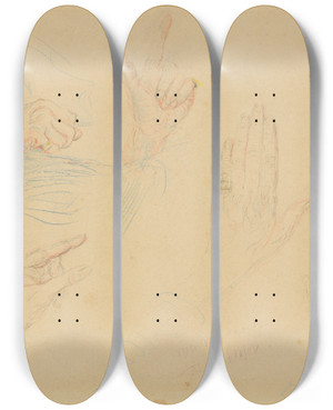 Triptych art skateboard deck of James Ensor Mijn Handen by James Ensor (1860-1949)