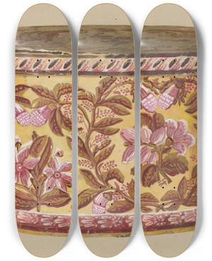 Triptych art skateboard deck of Gilbert Sackerman Bandbox_1 by Gilbert Sackerman (20-)