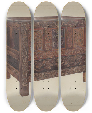 Triptych art skateboard deck of Leon Witt Chest by Leon Witt