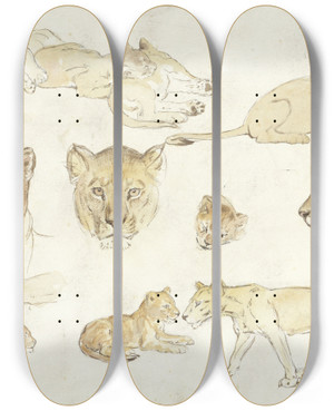 Triptych art skateboard deck of Anna Maria Kruijff Studies Van Leeuwen by Anna Maria Kruijff (1870-1946)