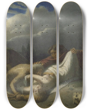 Triptych art skateboard deck of Eugene Roger Ghouls by Eugene Roger (1807-1840)