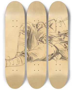 Triptych art skateboard deck of John Singer Sargent Studies For Gassed Recto Ii by John Singer Sargent (1856-1925)