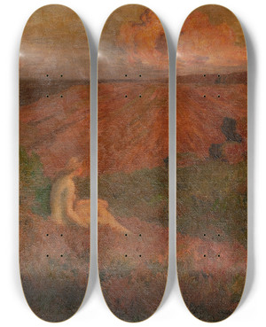 Triptych art skateboard deck of Mileren Mnard Solitude by mile-Ren Mnard (1862-1930)