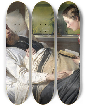 Triptych art skateboard deck of Elisabeth Jerichau Baumann A Wounded Danish Soldier by Elisabeth Jerichau Baumann (1819-1881)