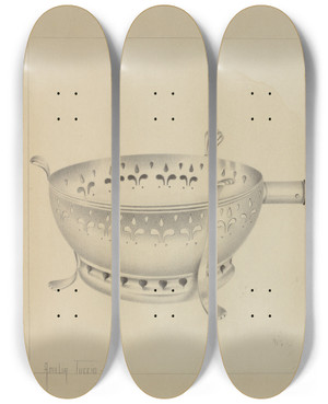 Triptych art skateboard deck of Amelia Tuccio Silver Brazier by Amelia Tuccio (20-)