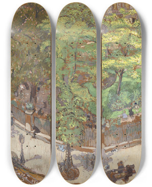 Triptych art skateboard deck of Douard Vuillard Place Vintimille by douard Vuillard (1868-1940)