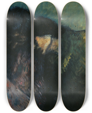 Triptych art skateboard deck of Isidre Nonell Hardship by Isidre Nonell (1872-1911)