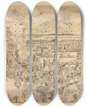 Triptych art skateboard deck of James Ensor De Romeinse Zegetocht by James Ensor (1860-1949)