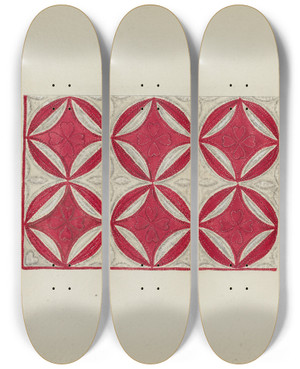 Triptych art skateboard deck of Irene Schaefer Patchwork Quilt_4 by Irene Schaefer