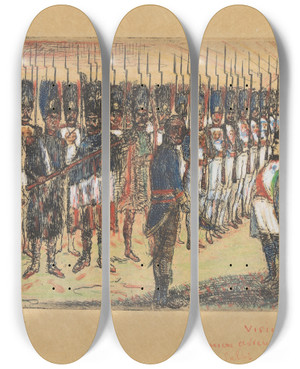 Triptych art skateboard deck of James Ensor Het Afscheid Van Napoleon by James Ensor (1860-1949)