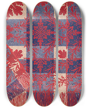 Triptych art skateboard deck of Edward White Coverlet_2 by Edward White (1864-1908)