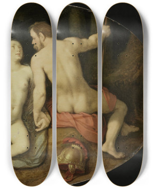 Triptych art skateboard deck of Cornelis Cornelisz Van Haarlem Venus And Mars by Cornelis Cornelisz Van Haarlem (1562-1638)